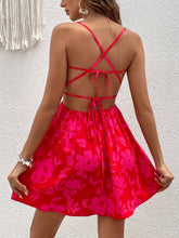 Floral Print Crisscross Tie Backless Cami Dress